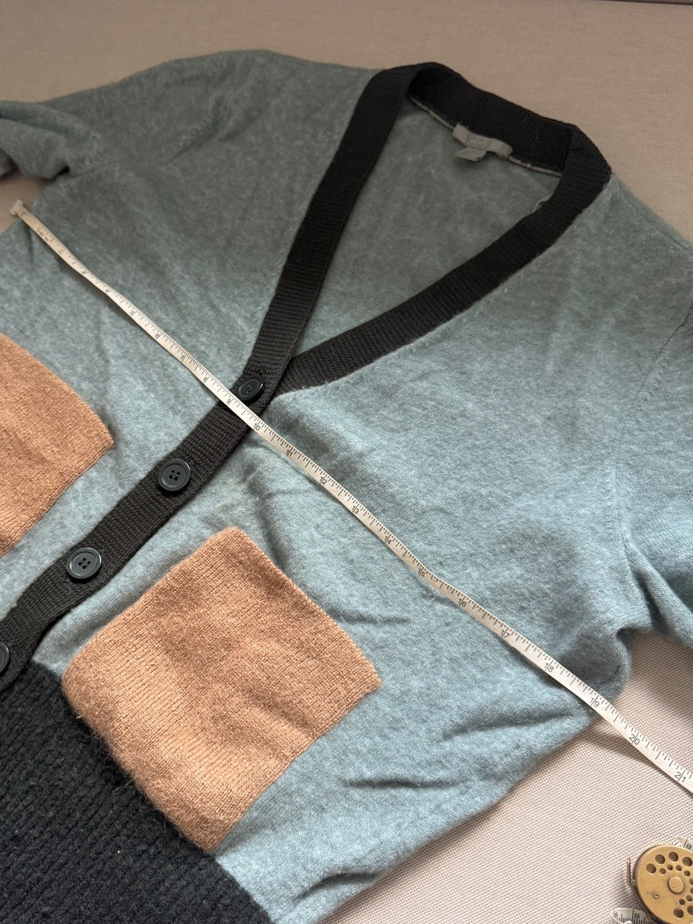 COS Wool  Colorblock Neutral Earthy Tones Button-up Cardigan - Picture 6 of 10